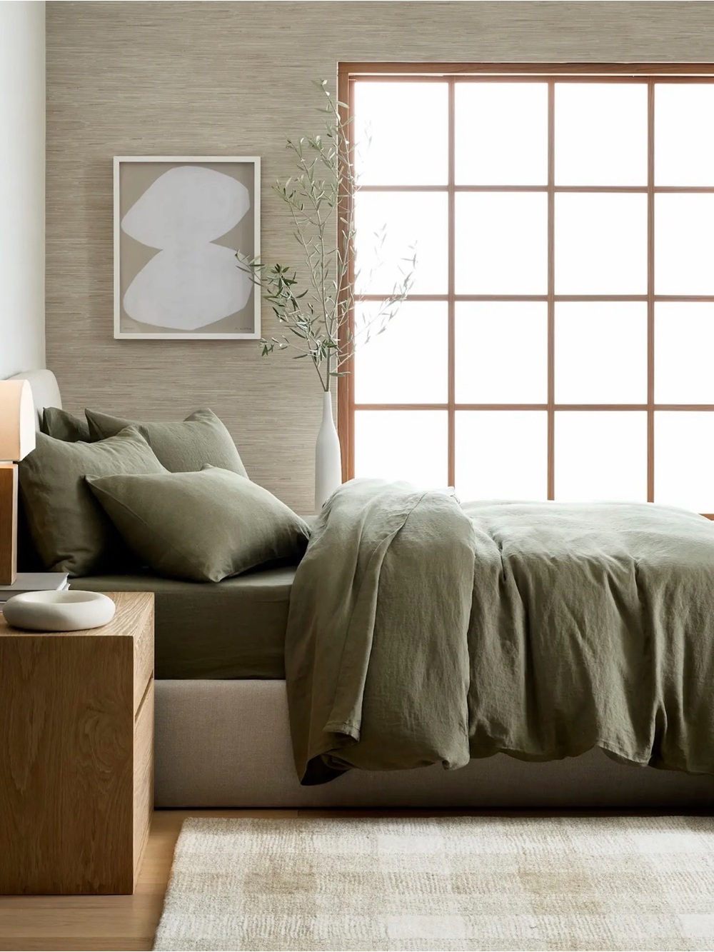 Quince European Linen Duvet Set in Dusty Olive King Size New in Dust Bag - Picture 3 of 5